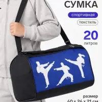 Сумка спортивная &laquo;Борцы&raquo;, 40&times;24&times;21, отдел на молнии, синяя