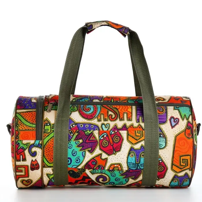 Сумка спортивная на молнии, 2 наружных кармана, длинный ремень, цвет бежевый/разноцветный