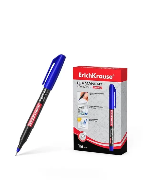 Маркер-линер перманентный ErichKrause. FP-50, синий, узел 0.6 мм