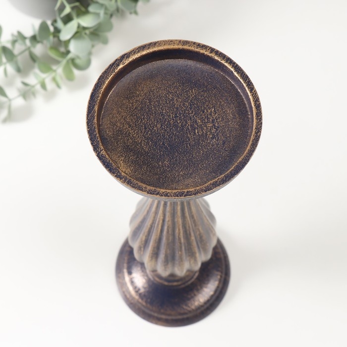 Подсвечник дерево на 1 свечу d=9 см Подсвечник дерево на 1 свечу d=9 см "Фердинанд" синий с патиной 11х11х33,5 см