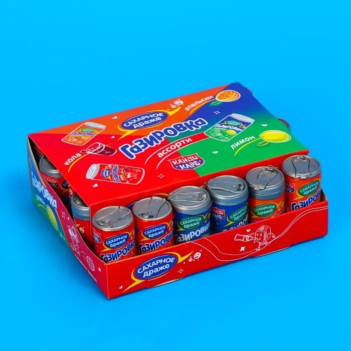 Драже «Газировка» баночках, ассорти, 4 г Драже «Газировка» баночках, ассорти, 4 г