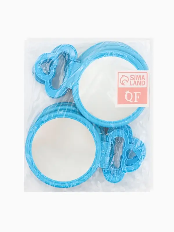 Зеркало настольное, круглое, настенное, 11.5&times;17.8 см, (d=9.5 см), голубое