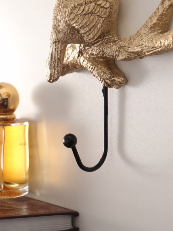 Крючок декоративный полистоун Крючок декоративный полистоун "Золотая птичка на ветке" 18,5х12,5х5,5 см