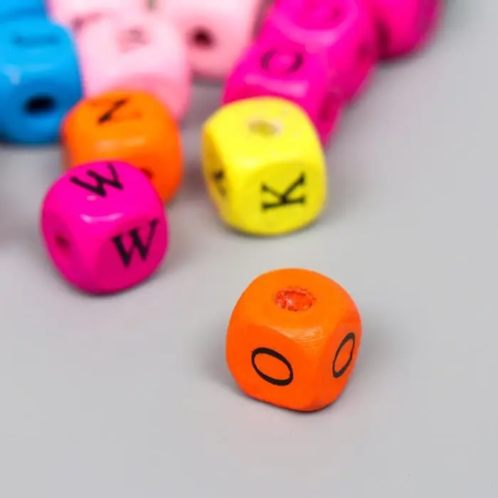 Бусины для творчества дерево  Бусины для творчества дерево "Алфавит на кубиках" набор 30 шт 1х1 см