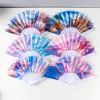 Веер пластик, текстиль "Морские ракушки" МИКС 23 см Веер пластик, текстиль "Морские ракушки" МИКС 23 см