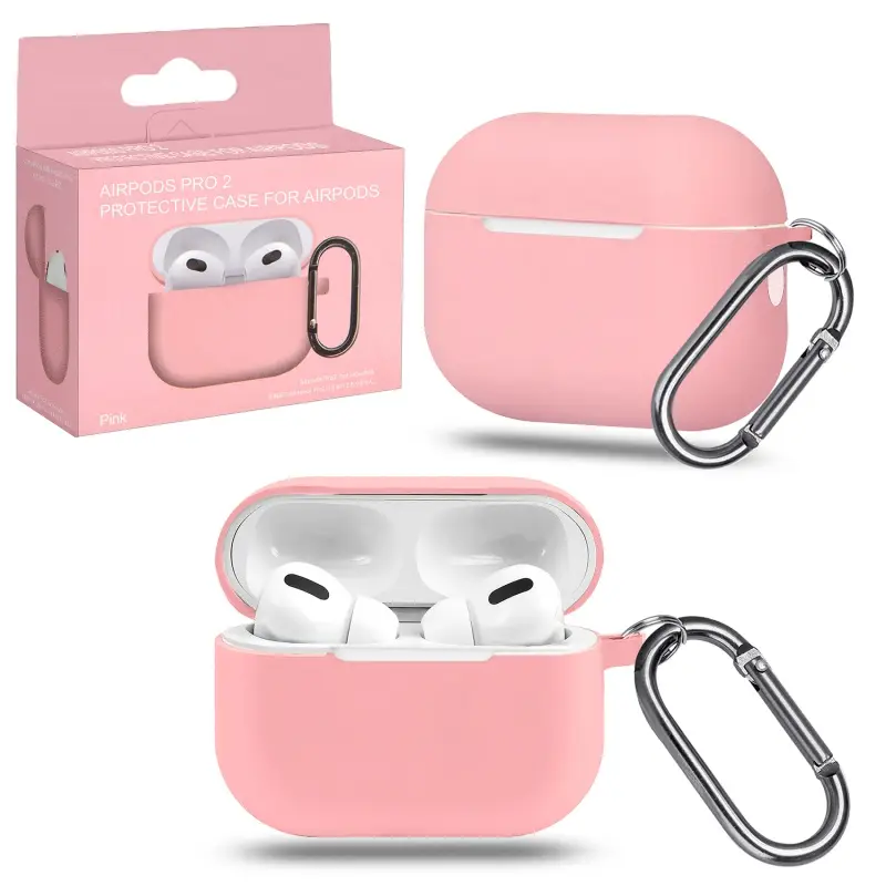 Чехол для AirPods Pro 2 с карабином №3 Pink