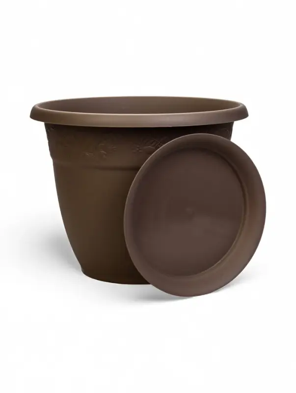 Горшок для цветов с поддоном &laquo;Рябина&raquo;, 22 л, пластиковый, серый