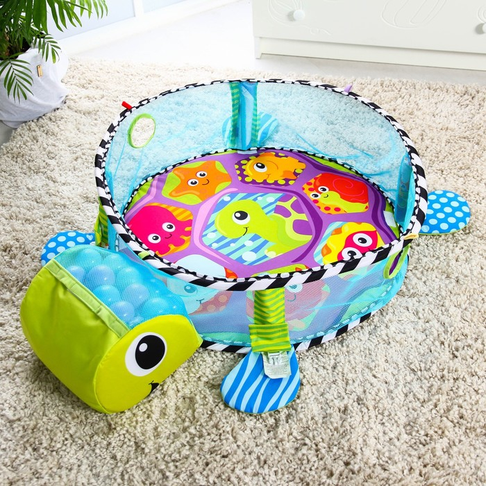 Развивающий коврик 3 в 1 «Черепаха», 68x68 см, 30 цветных шариков, 4 игрушки, Крошка Я Развивающий коврик 3 в 1 «Черепаха», 68x68 см, 30 цветных шариков, 4 игрушки, Крошка Я