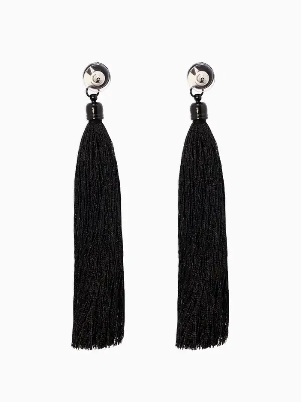 Серьги &laquo;Кисти&raquo;, цвет чёрный, L кисти 9 см