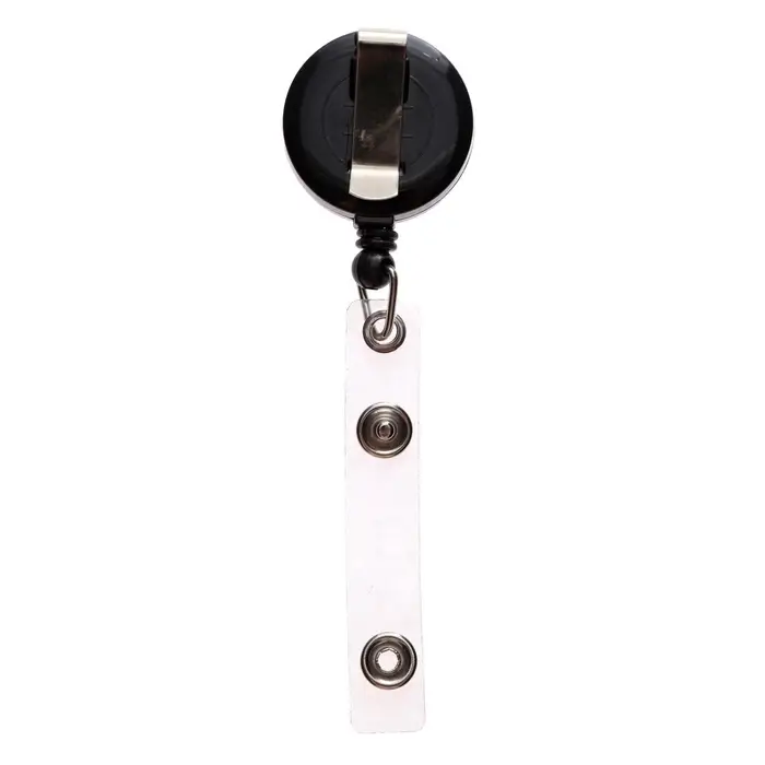 Держатель - рулетка для бейджей, 75 см, петелька, клип, чёрный