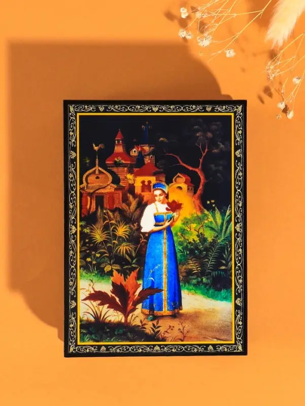 Шкатулка для украшений &laquo;Аленький цветочек&raquo;, 10&times;14 см, лаковая миниатюра