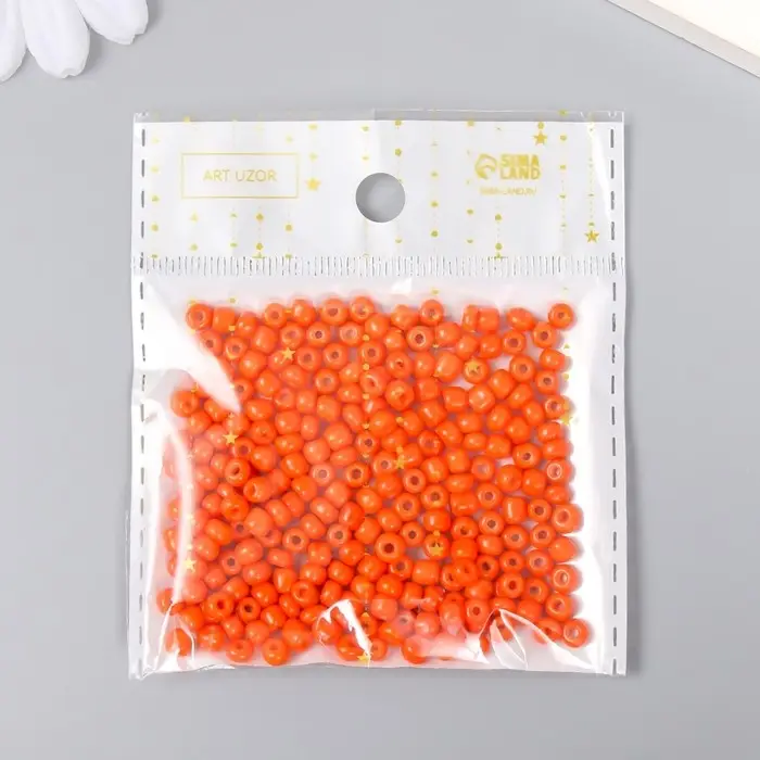 Бисер круглый 6/0  Бисер круглый 6/0 "Оранжевый неон" 20 гр