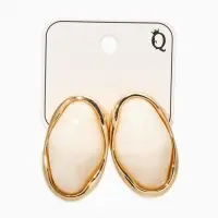 Серьги "Стиль" овал вытянутый, цвет белый в золоте