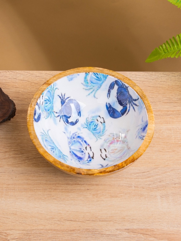 Миска "Крабы" дерево манго 17,5х17,5х6,5 см