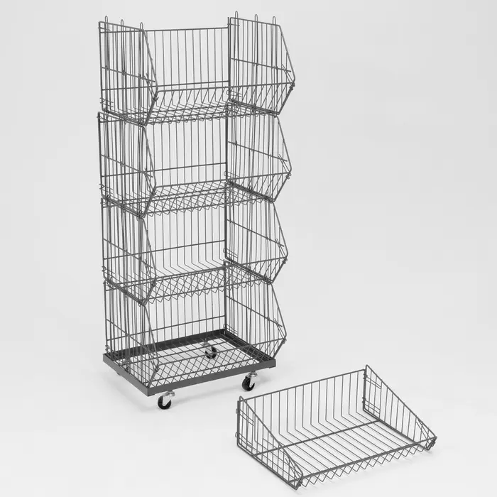 Накопитель разборный на колесах, 5 корзин, 50&times;43&times;147, серый