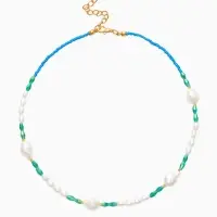 Чокер "Морской мир" жемчуг барочный, цвет голубо-белый в золоте