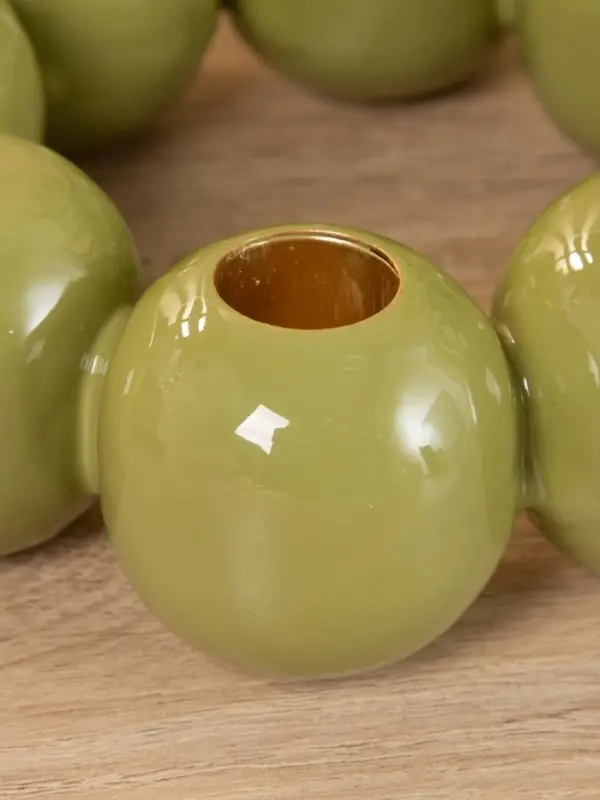 Подсвечник на 4 свечи "Бусы" с 8 сферами, авокадо 19х19х5,5 см