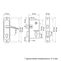 Замок врезной LOCKLAND RD004, с ручкой, 3 ключа, цвет черный никель