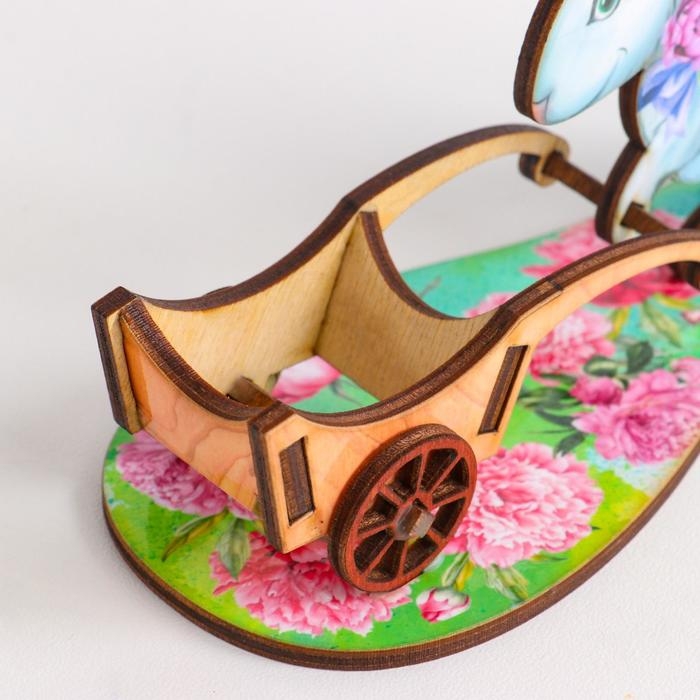 Подставка для яйца Подставка для яйца "Кролик с тележкой", фанера