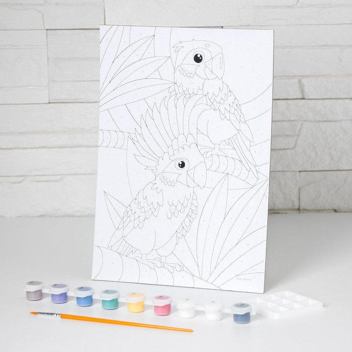 Картина по номерам для детей «Попугаи», 20 х 28,5 см Картина по номерам для детей «Попугаи», 20 х 28,5 см