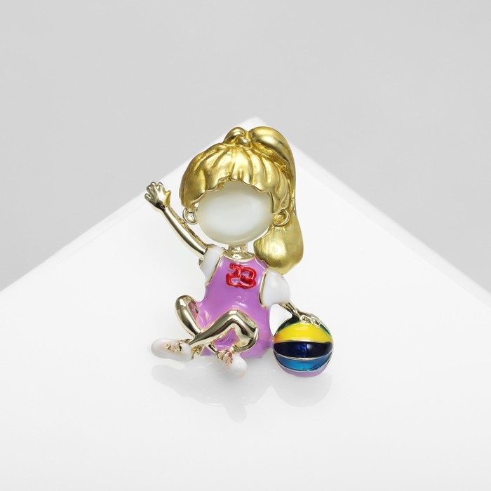 Брошь «Девочка» спортсменка, цветная в золоте Брошь «Девочка» спортсменка, цветная в золоте