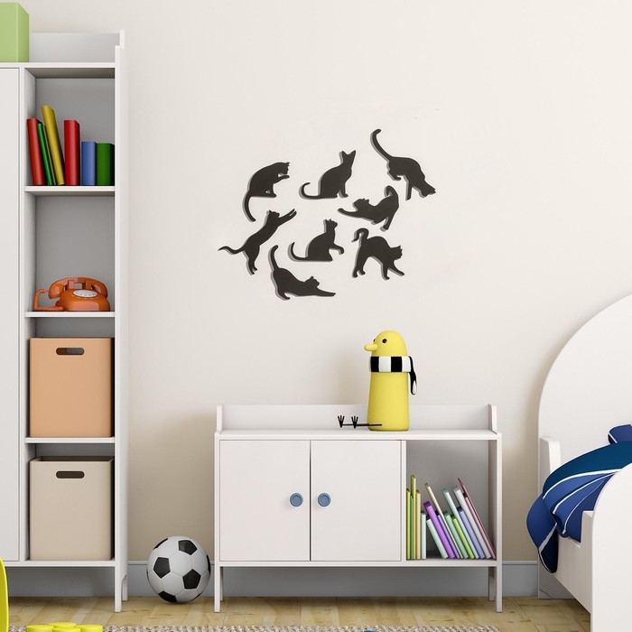 Декор настенный Декор настенный "Кошки", 8 элементов, 6.5-7-14х12-5-18.5 см