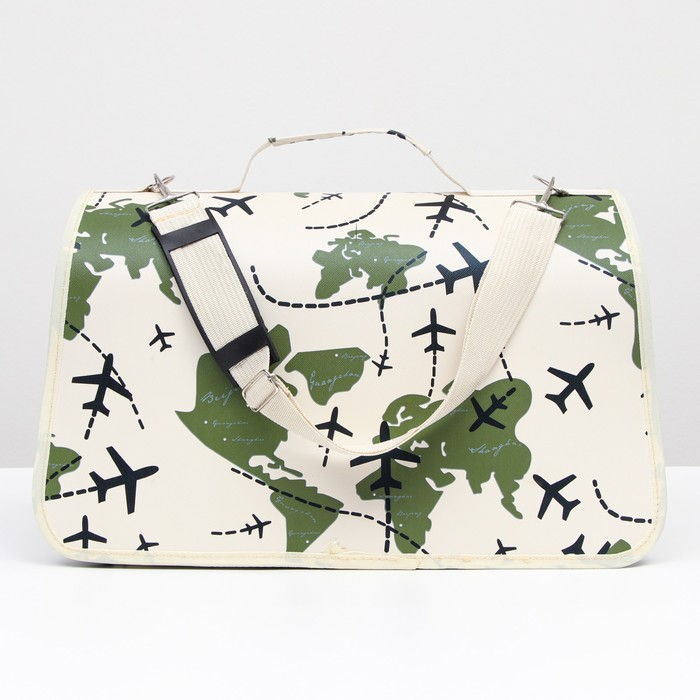 Сумка - переноска для животных  Сумка - переноска для животных "Самолеты", белая, размер M, 40 х 21 х 27 см