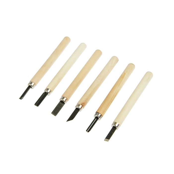 Набор резцов по дереву ТУНДРА, деревянная рукоятка, 6 шт. Набор резцов по дереву ТУНДРА, деревянная рукоятка, 6 шт.