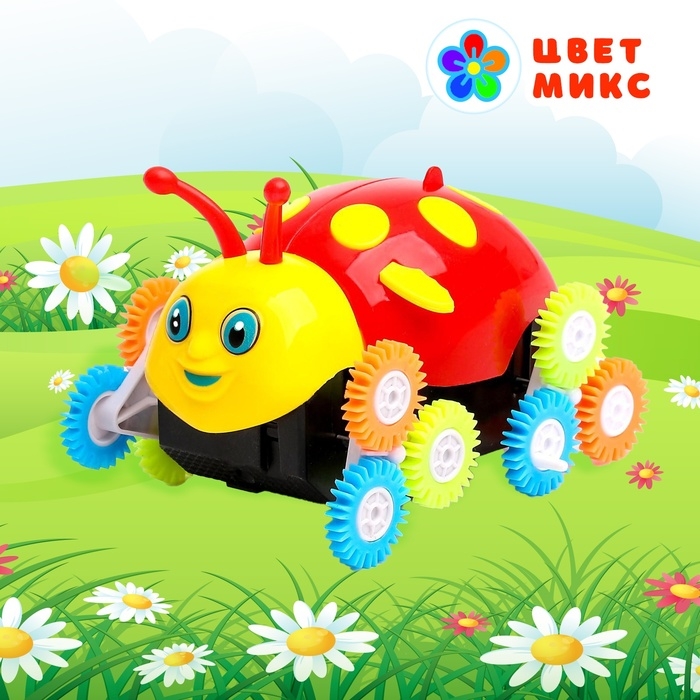Машина-перевертыш «Божья коровка», работает от батареек, цвета МИКС Машина-перевертыш «Божья коровка», работает от батареек, цвета МИКС
