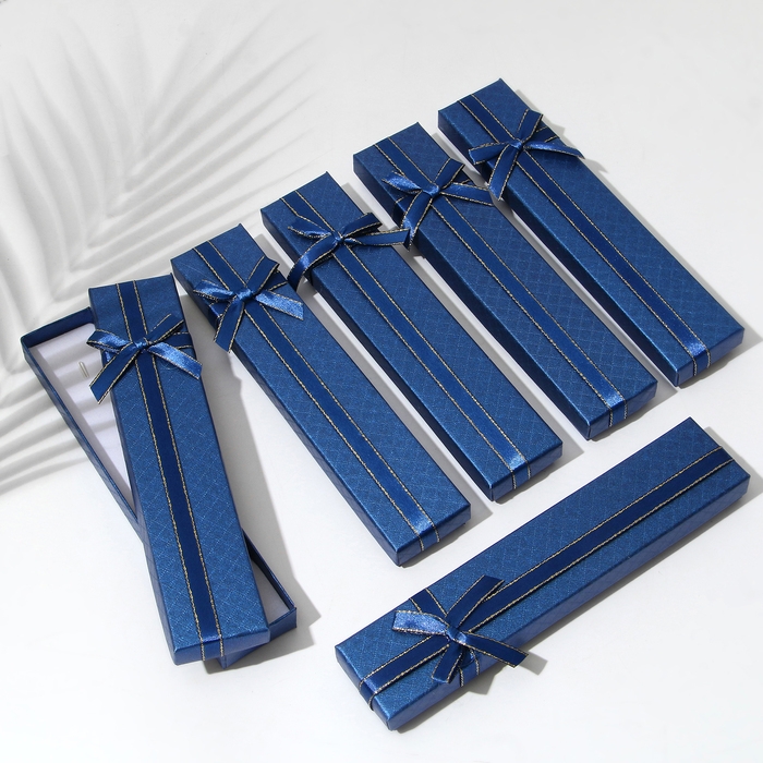Коробочка подарочная под браслет/цепочку/часы «Бантик» стёганый принт, 21×4, цвет синий Коробочка подарочная под браслет/цепочку/часы «Бантик» стёганый принт, 21×4, цвет синий