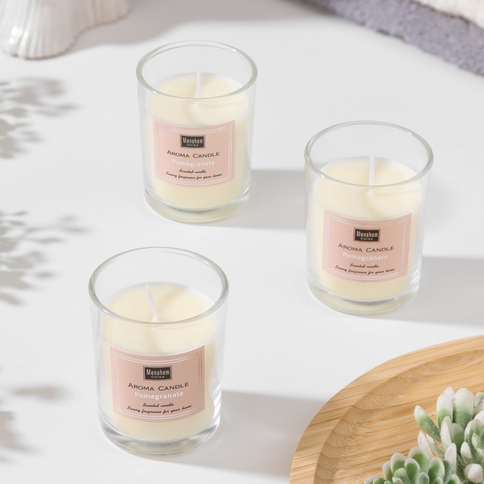 Набор свечей ароматических  Набор свечей ароматических "Aroma Candle", гранат, 3 шт