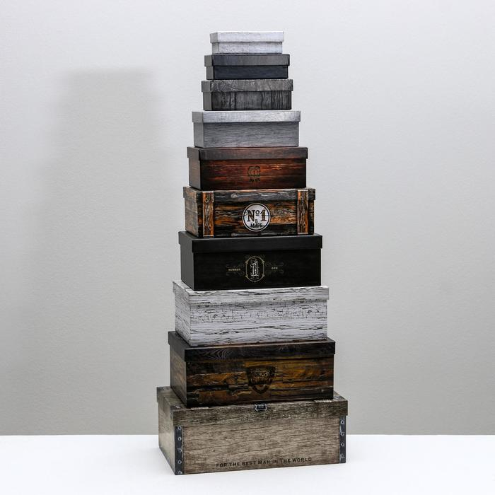 Набор коробок 10 в 1, упаковка подарочная, «Ящики», 12 х 7 х 4 - 32.5 х 20 х 12.5 см