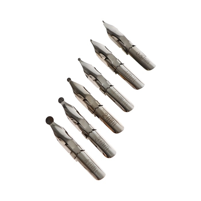 Набор перьев круглых 6 штук: 0.5, 1, 1.5, 2, 3, 4 мм + держатель пластиковый, deVENTE. Art 5100301 Набор перьев круглых 6 штук: 0.5, 1, 1.5, 2, 3, 4 мм + держатель пластиковый, deVENTE. Art 5100301