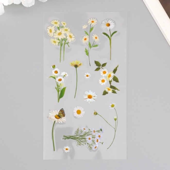 Наклейки пластик Наклейки пластик "Ромашки" набор 6 листов 10х18 см