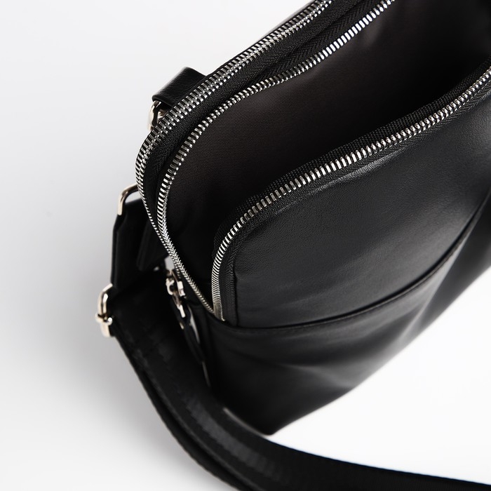 Сумка мужская TEXTURA, через плечо, натуральная кожа, цвет чёрный Сумка мужская TEXTURA, через плечо, натуральная кожа, цвет чёрный