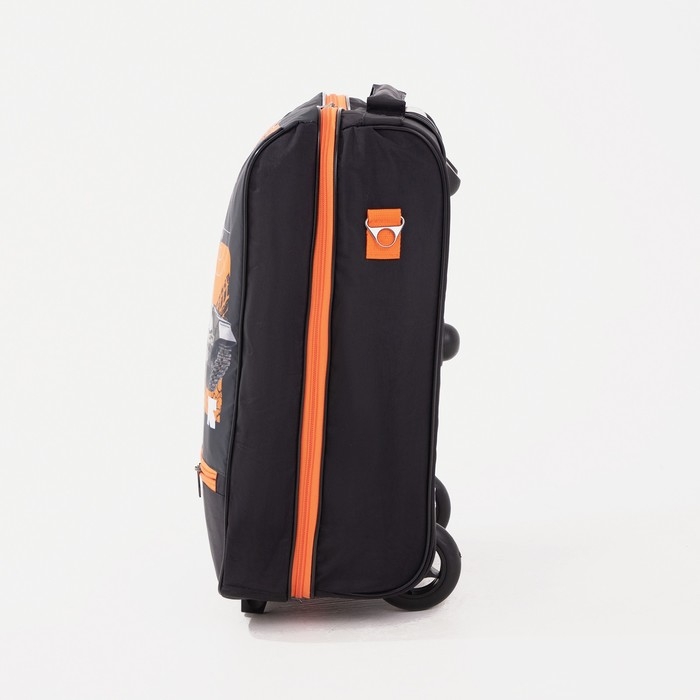 Чемодан детский 32 л (S), отдел на молнии, цвет оранжевый/чёрный