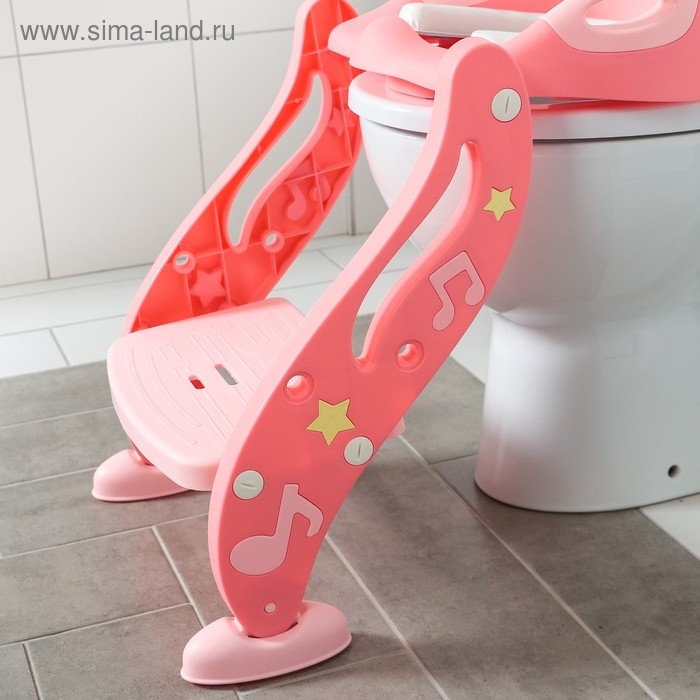 Детская накладка - сиденье на унитаз «Нотки», с мягким сиденьем, цвет розовый Детская накладка - сиденье на унитаз «Нотки», с мягким сиденьем, цвет розовый