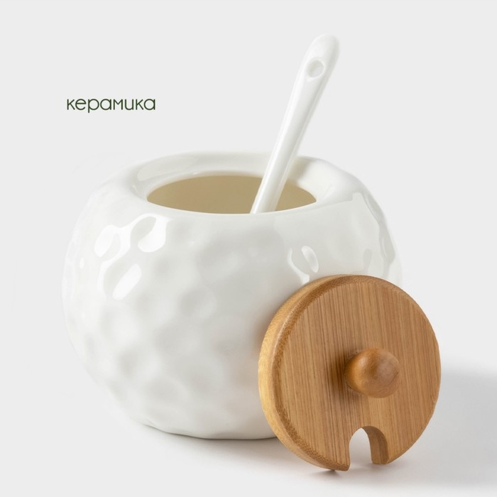 Банки для хранения сыпучих продуктов на деревянной подставке BellaTenero, 4 предмета: 2 банки 250 мл, 9,5×15 см, 2 ложки, керамические, цвет белый Банки для хранения сыпучих продуктов на деревянной подставке BellaTenero, 4 предмета: 2 банки 250 мл, 9,5×15 см, 2 ложки, керамические, цвет белый