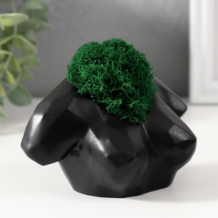Кашпо бетонное  Кашпо бетонное "Бюст" со мхом 6,5х11см черный (мох зеленый стабилизированный)