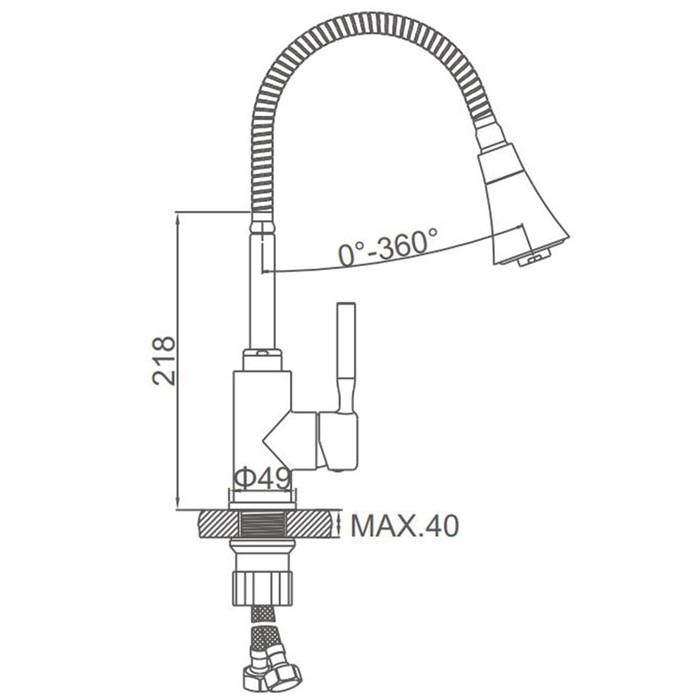 Смеситель для кухни Accoona A9890G-3, однорычажный, гибкий излив, 2 режима, белый Смеситель для кухни Accoona A9890G-3, однорычажный, гибкий излив, 2 режима, белый