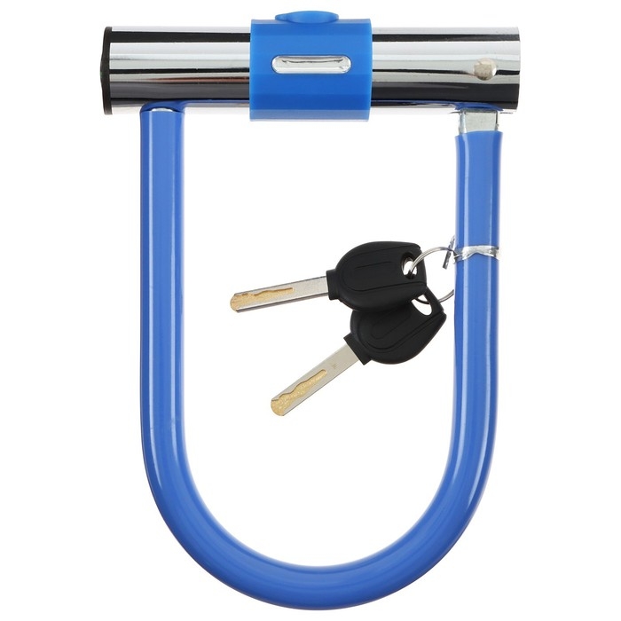 Замок для велосипеда Dream Bike, U-образный, 130x195 мм, цвет синий Замок для велосипеда Dream Bike, U-образный, 130x195 мм, цвет синий