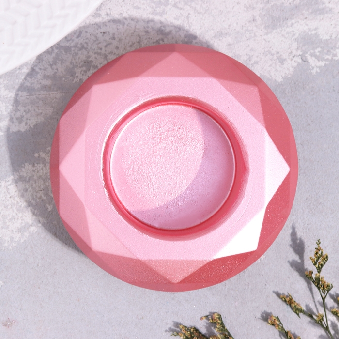 Подсвечник Подсвечник "Полноторие" из гипса с гранями большой, 10,5х3см,розовый