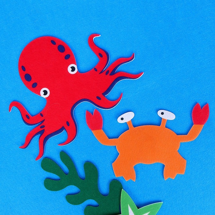 Бизиборд на стену из фетра «Морские жители» 25 деталей на липучке, размер поля — 105 × 75 см Бизиборд на стену из фетра «Морские жители» 25 деталей на липучке, размер поля — 105 × 75 см