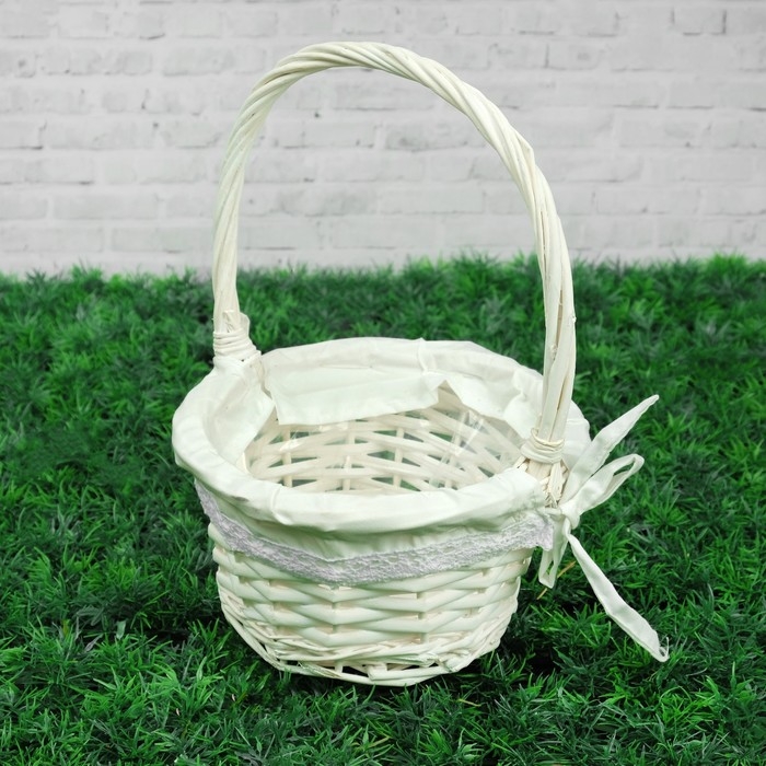 Корзина плетеная «Витая», 18×10/26 см, ива, ткань Корзина плетеная «Витая», 18×10/26 см, ива, ткань