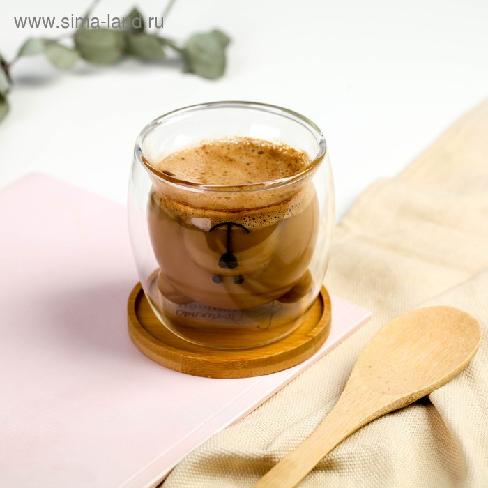 Стакан стеклянный с подставкой «Моя порция счастья», 300 мл Стакан стеклянный с подставкой «Моя порция счастья», 300 мл