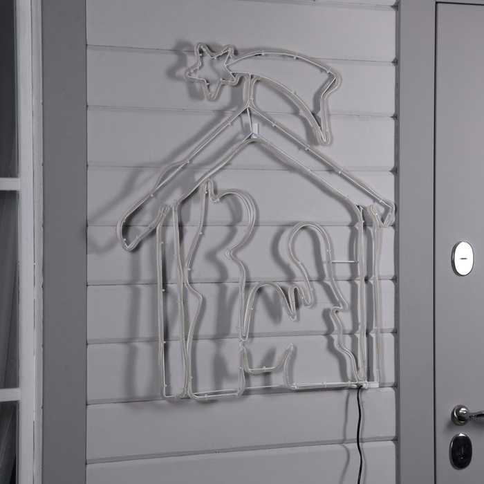 Неоновая фигура «Рождественский вертеп», 85 × 75 см, 896 LED, 220 В, свечение тёплое белое Неоновая фигура «Рождественский вертеп», 85 × 75 см, 896 LED, 220 В, свечение тёплое белое