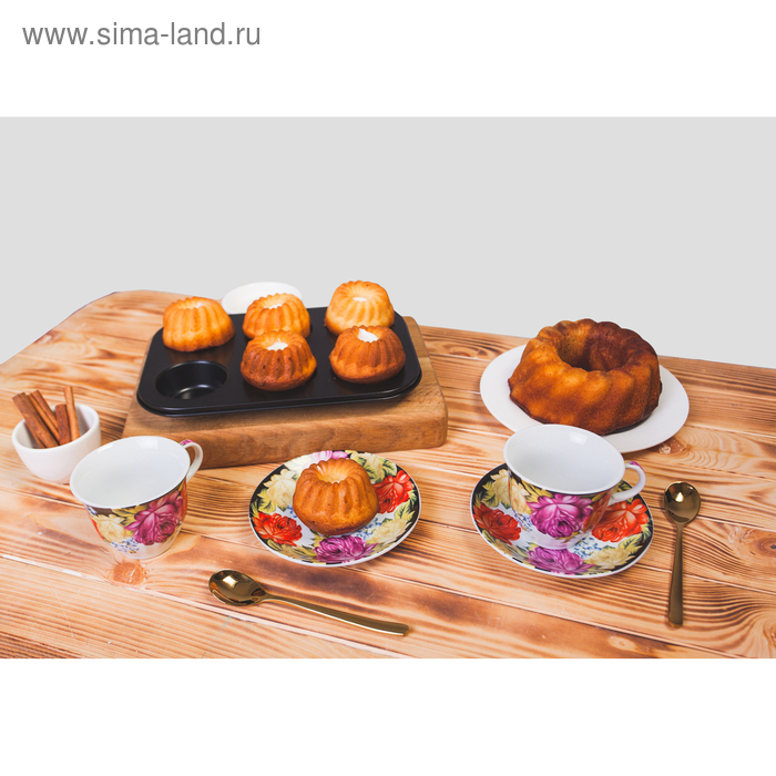 Сервиз чайный керамический Доляна «Роспись», 4 предмета: 2 чашки 210 мл, 2 блюдца d=14 см Сервиз чайный керамический Доляна «Роспись», 4 предмета: 2 чашки 210 мл, 2 блюдца d=14 см