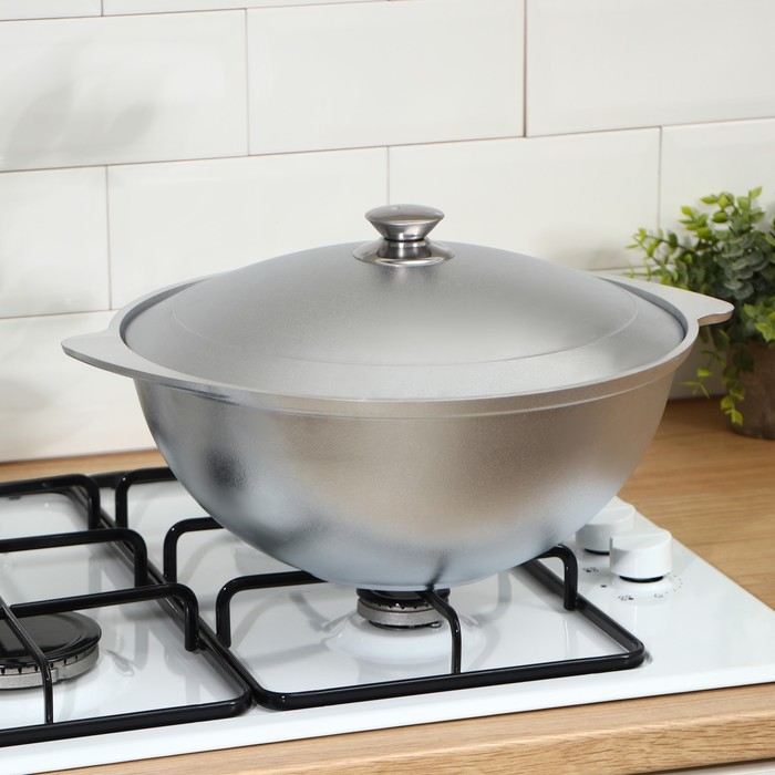 Казан алюминиевый для плова, 6 л, цвет серебряный Казан алюминиевый для плова, 6 л, цвет серебряный