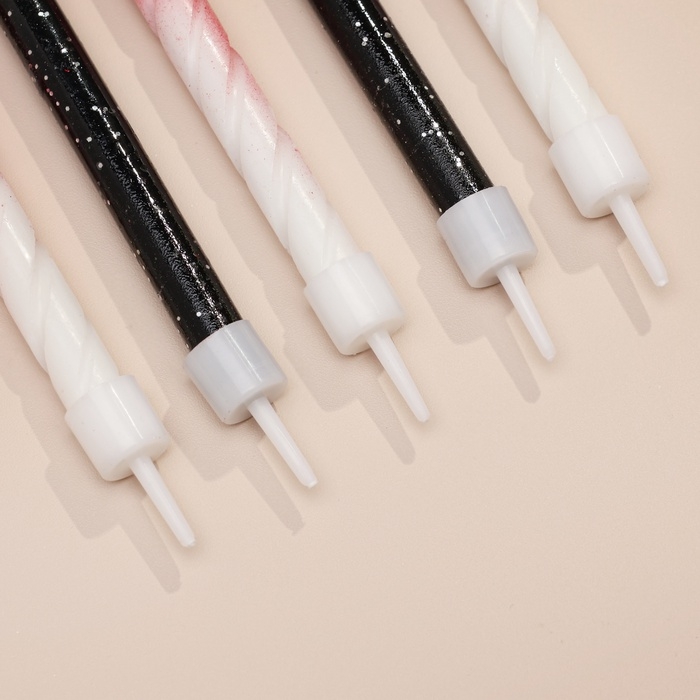 Свечи для торта Свечи для торта "Спираль", 6 шт, черные и градиент белый с красным