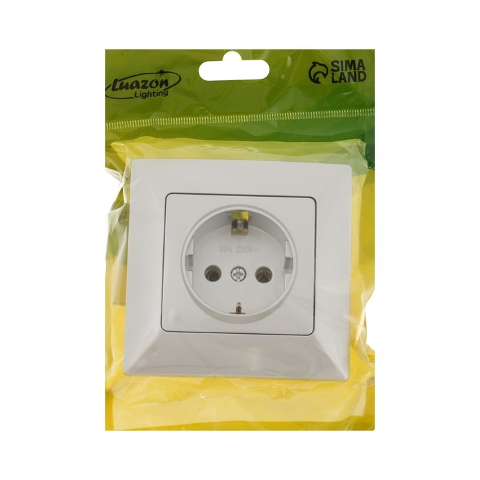 Розетка одноместная Luazon Lighting  Розетка одноместная Luazon Lighting "Антей", 16 А, скрытая, с з/к, серебристая